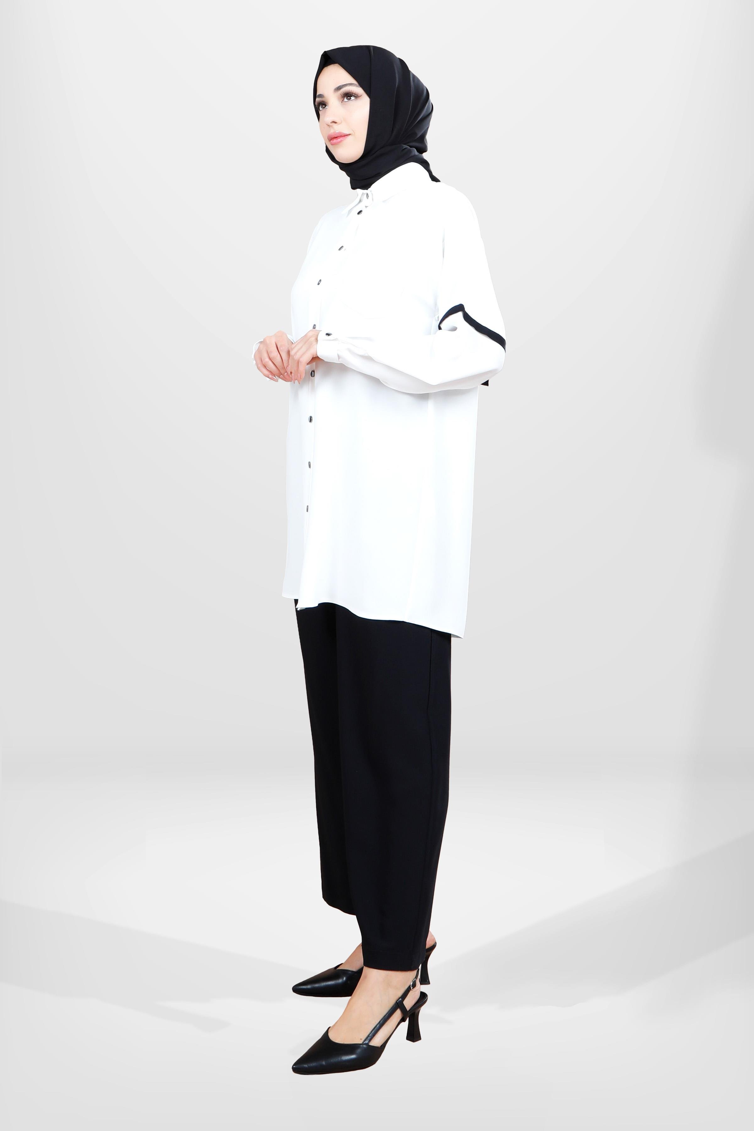 4055 PANTOLON TUNİK EKRU/SİYAH