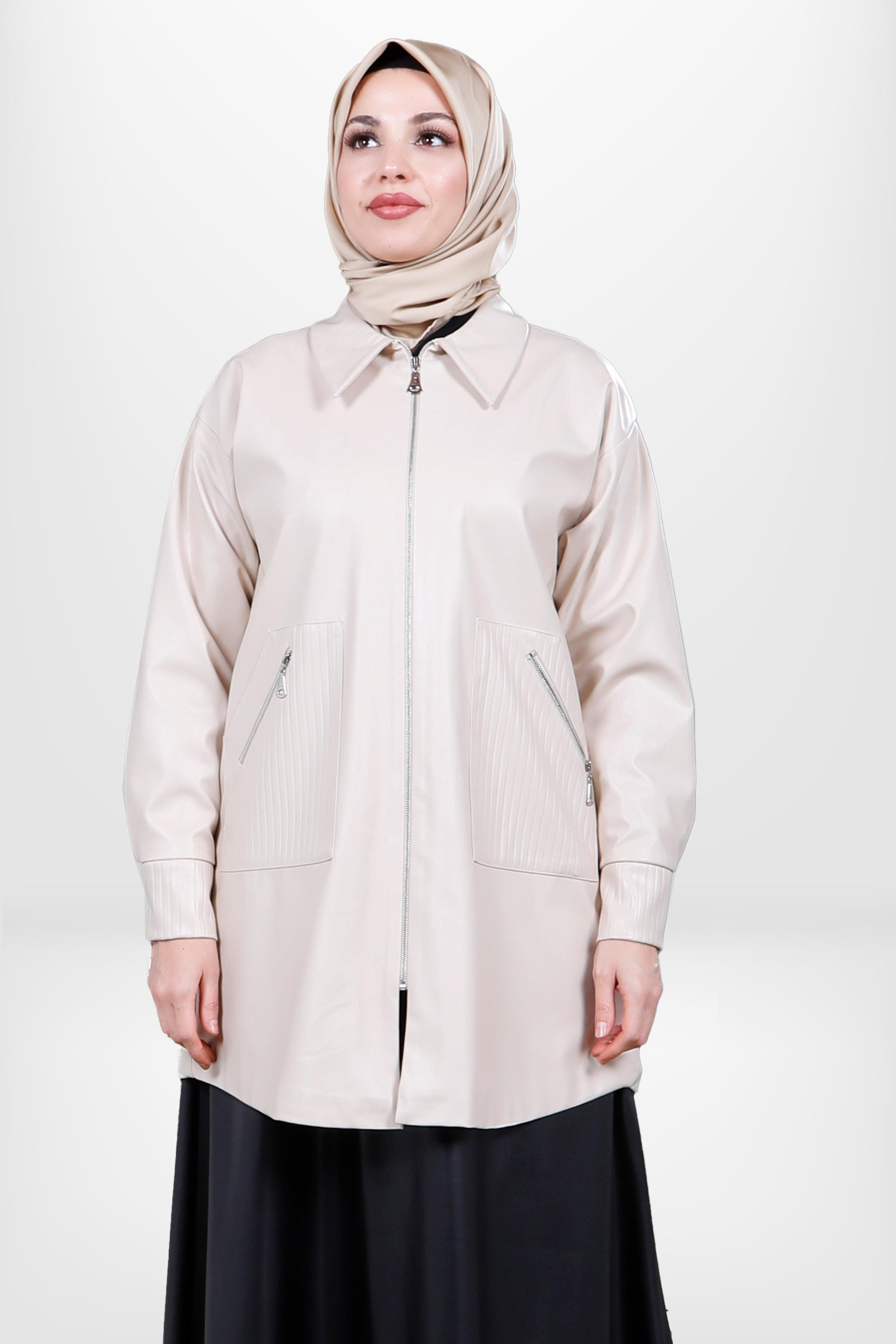 Markasız-4058 DERİ CEKET BEJ