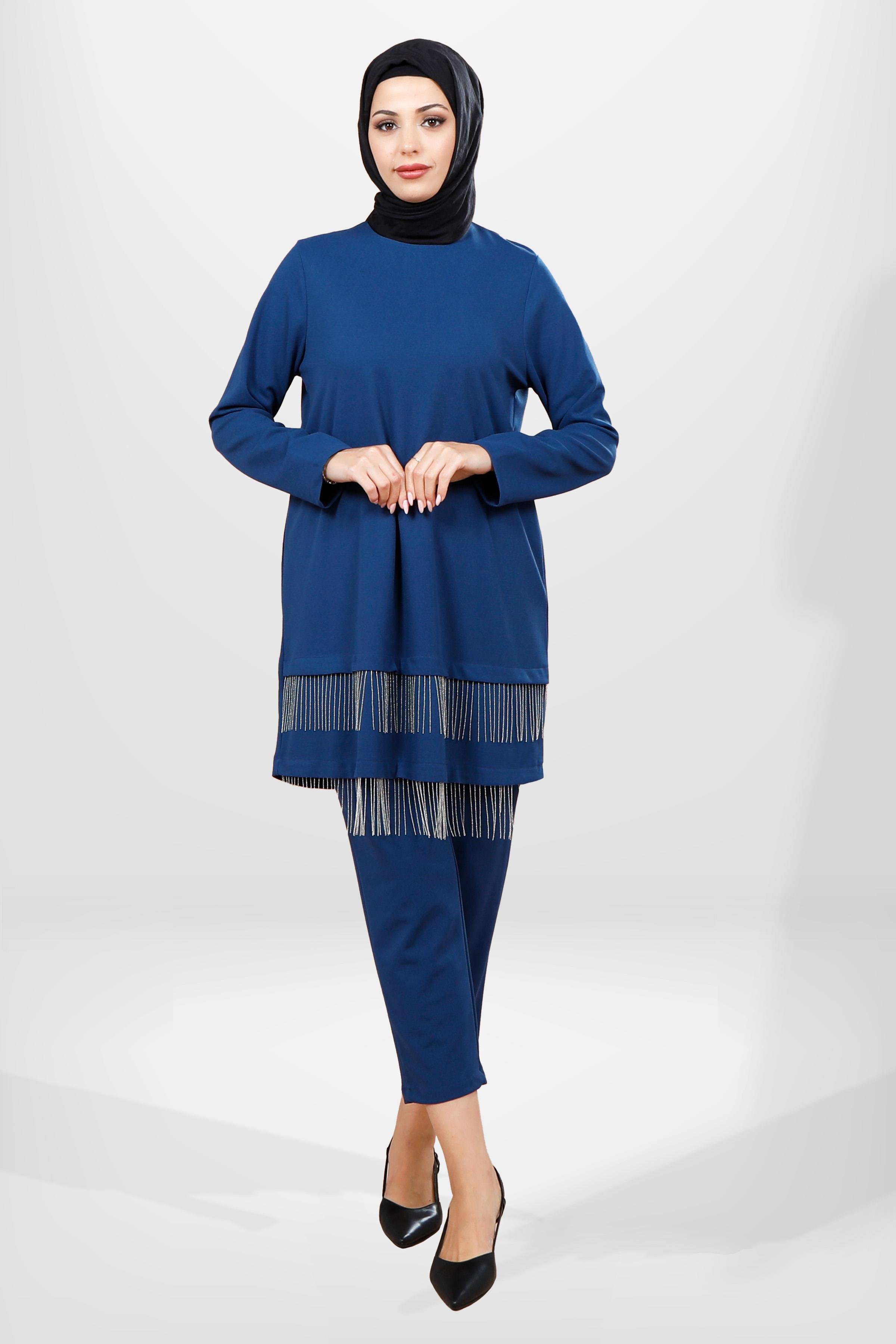 4063 TUNİK PANTOLON 2 Lİ TK İNDİGO