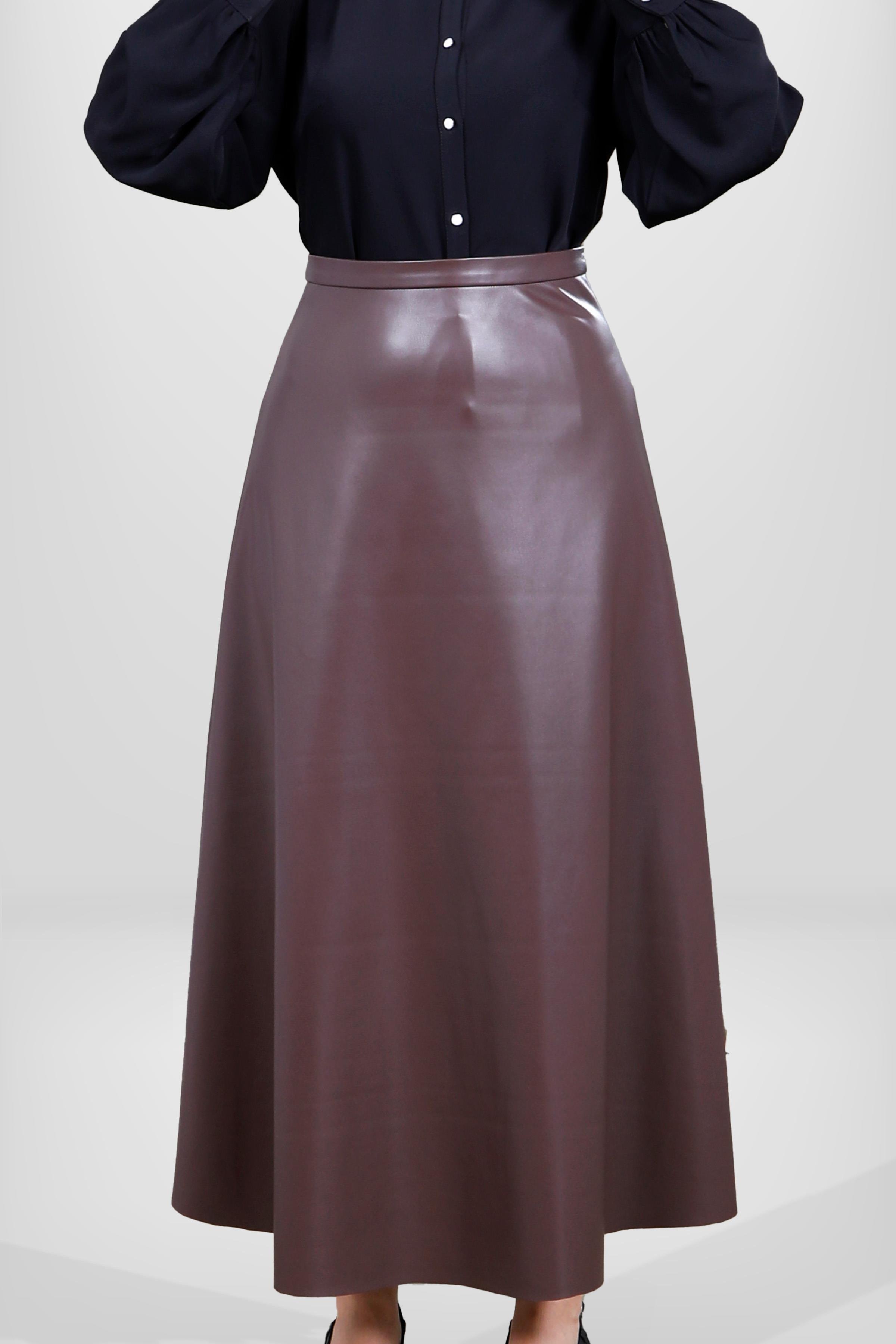 4076 DERİ ETEK KAHVE