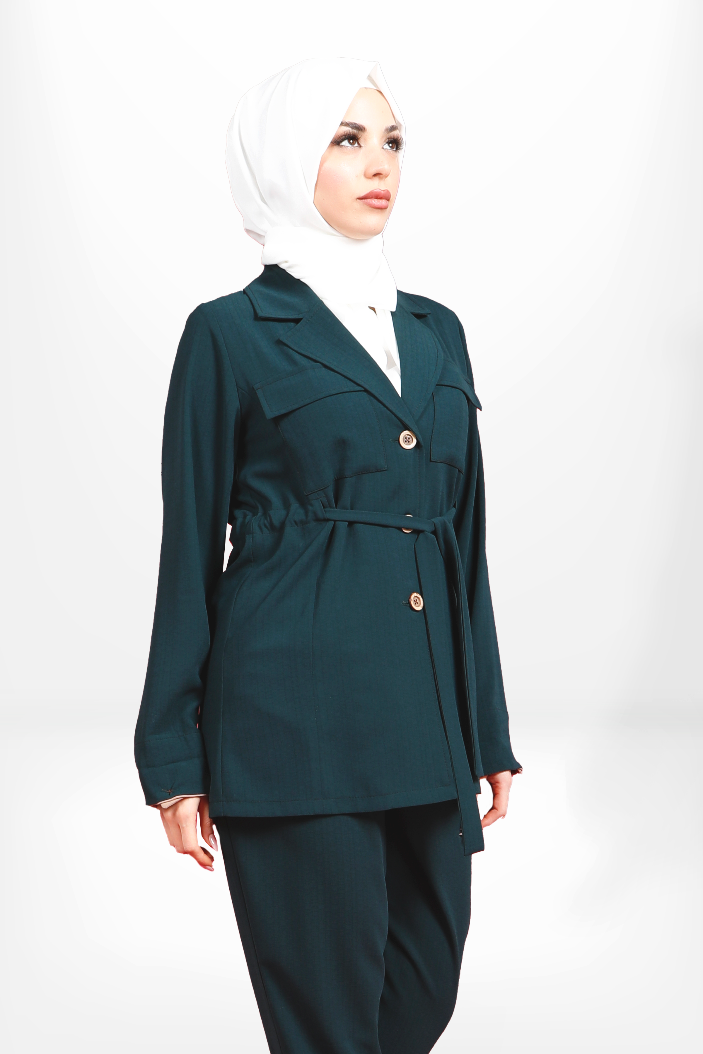 Markasız-4121 CEKET SAFARİ ZÜMRÜT YEŞİLİ