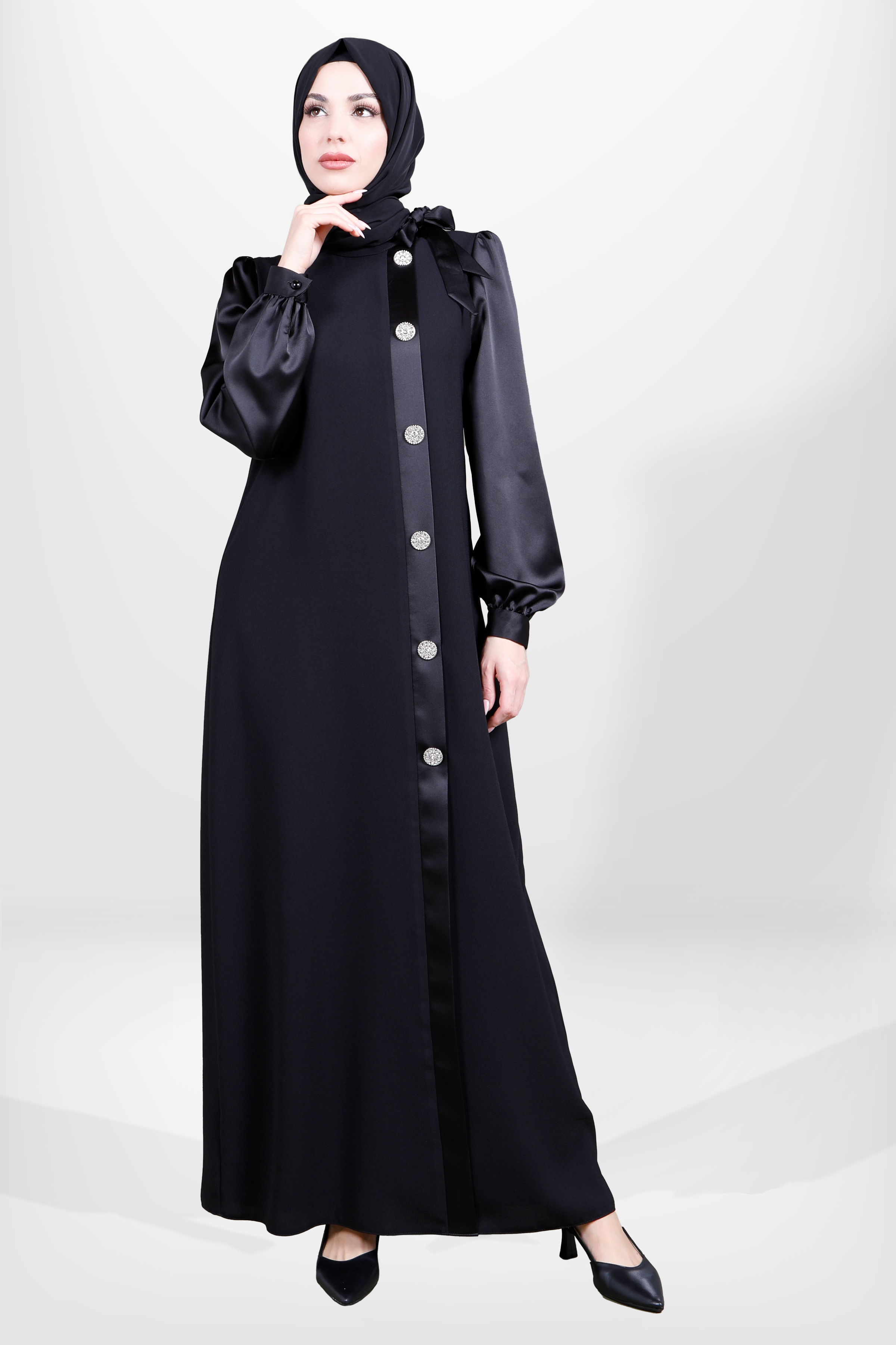 5576 ELBİSE SATEN SİYAH