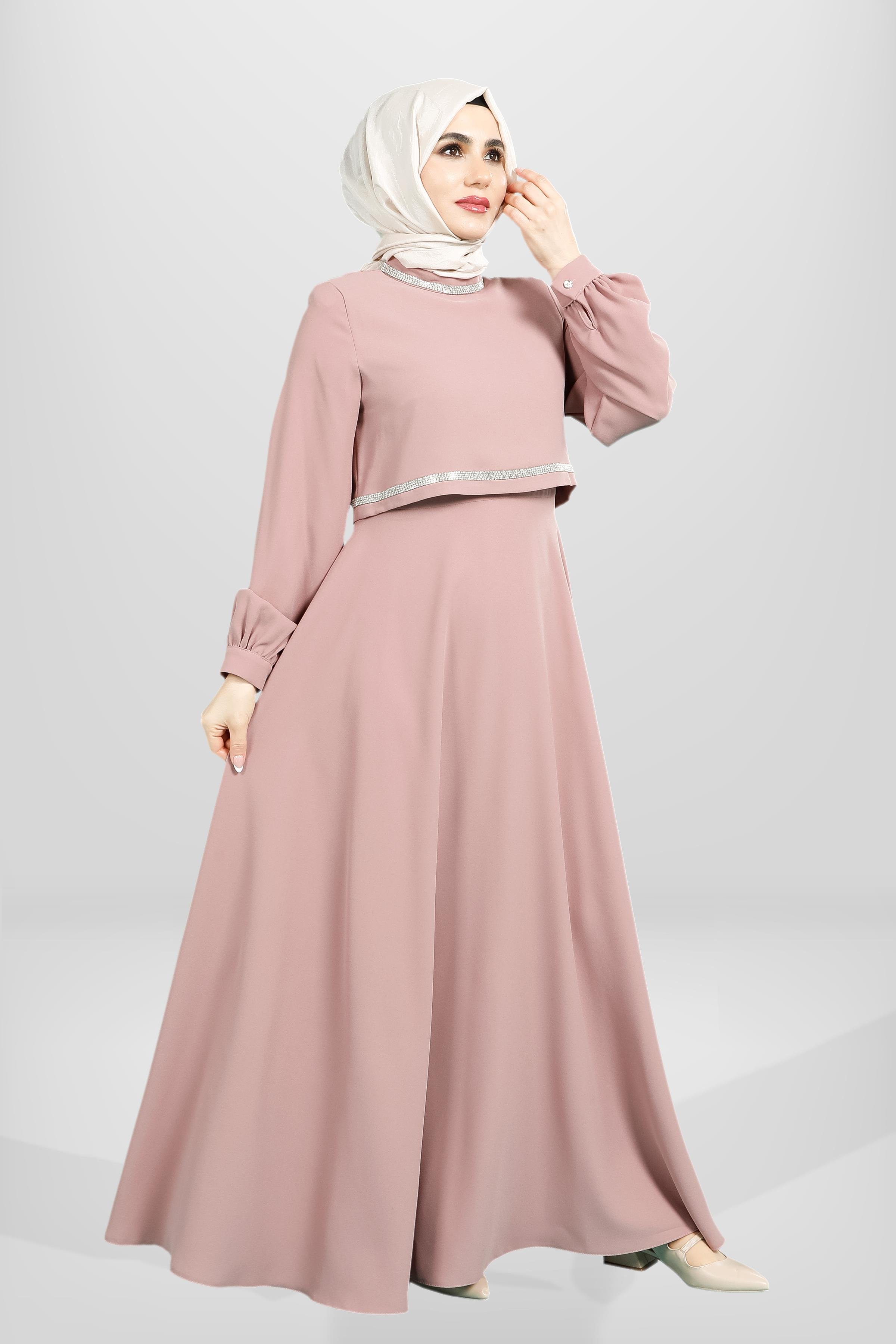 Beyza-5579 ELBİSE BOLEROLU GÜL KURUSU