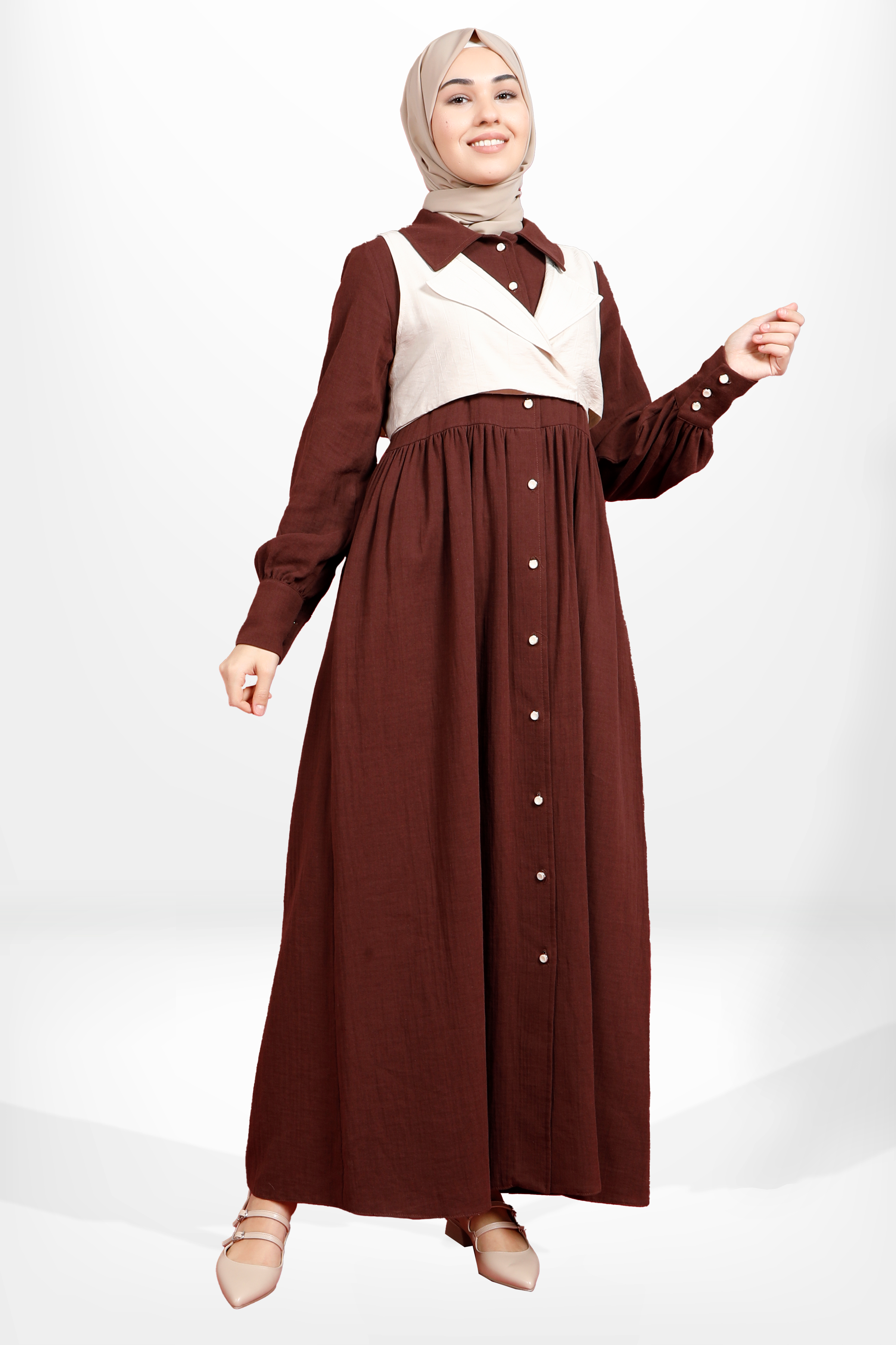 Beyza-5596 ELBİSE KAHVE