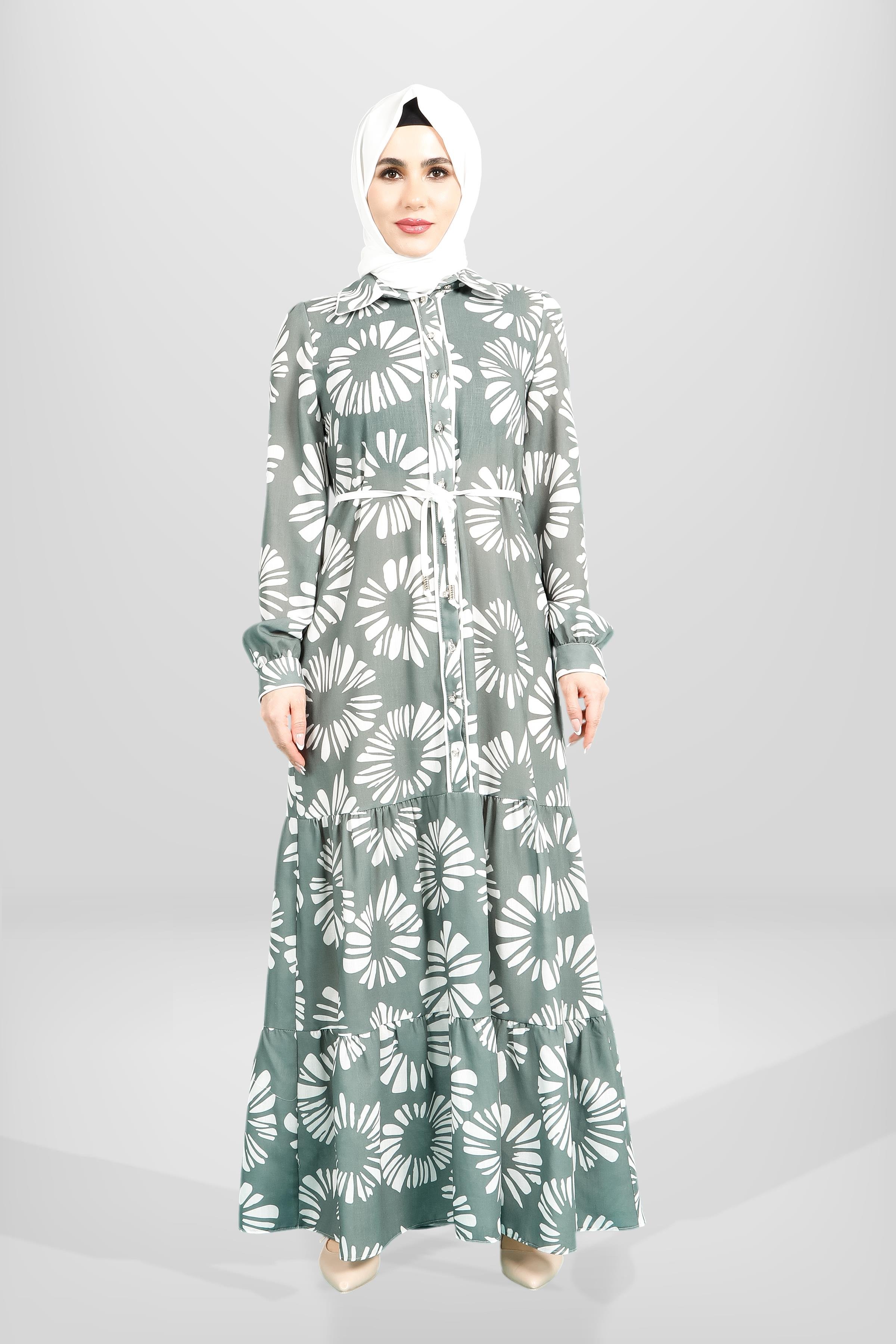 Beyza-5604 ELBİSE DESENLİ YEŞİL