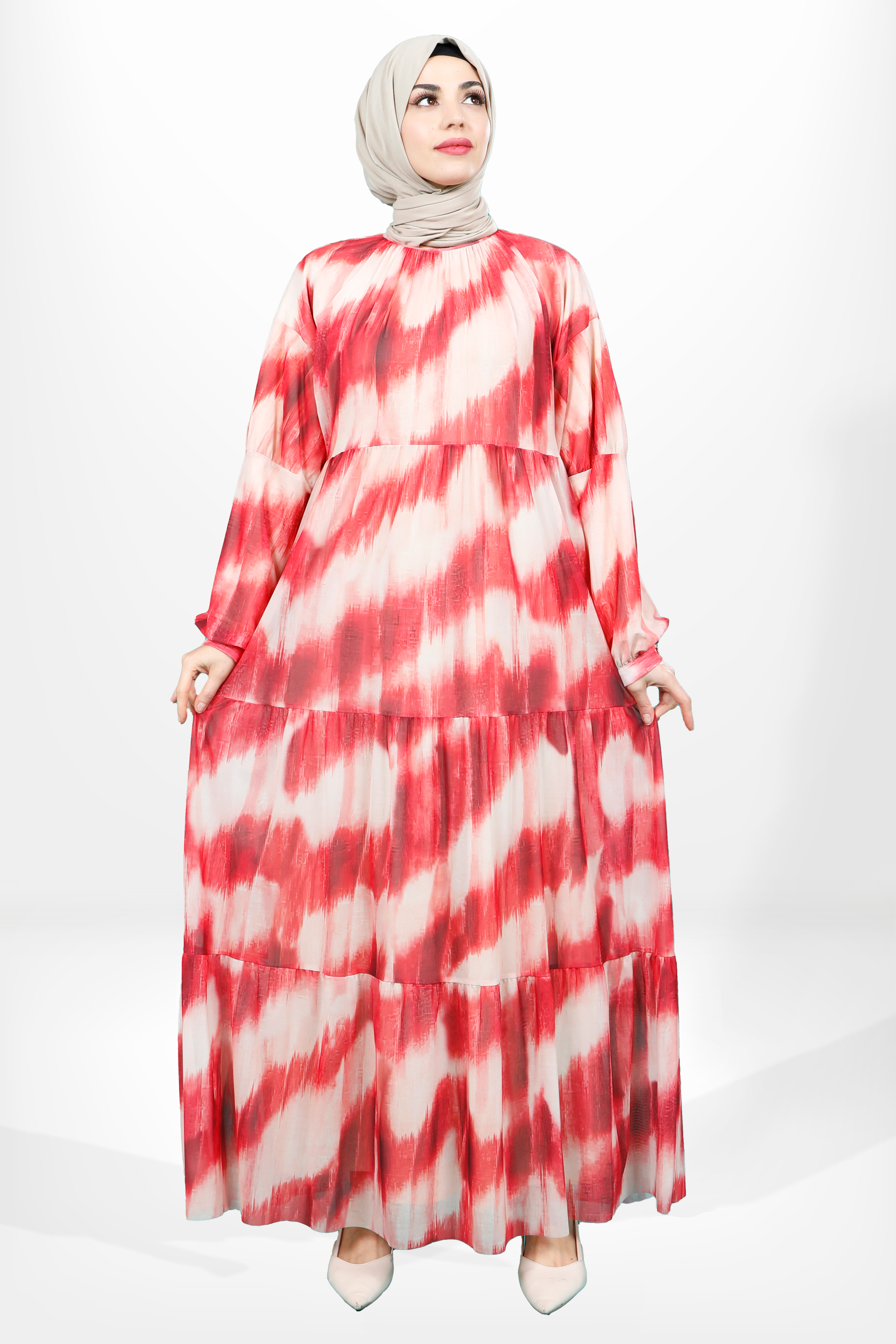 Beyza-5614 ELBİSE TÜL KIRMIZI