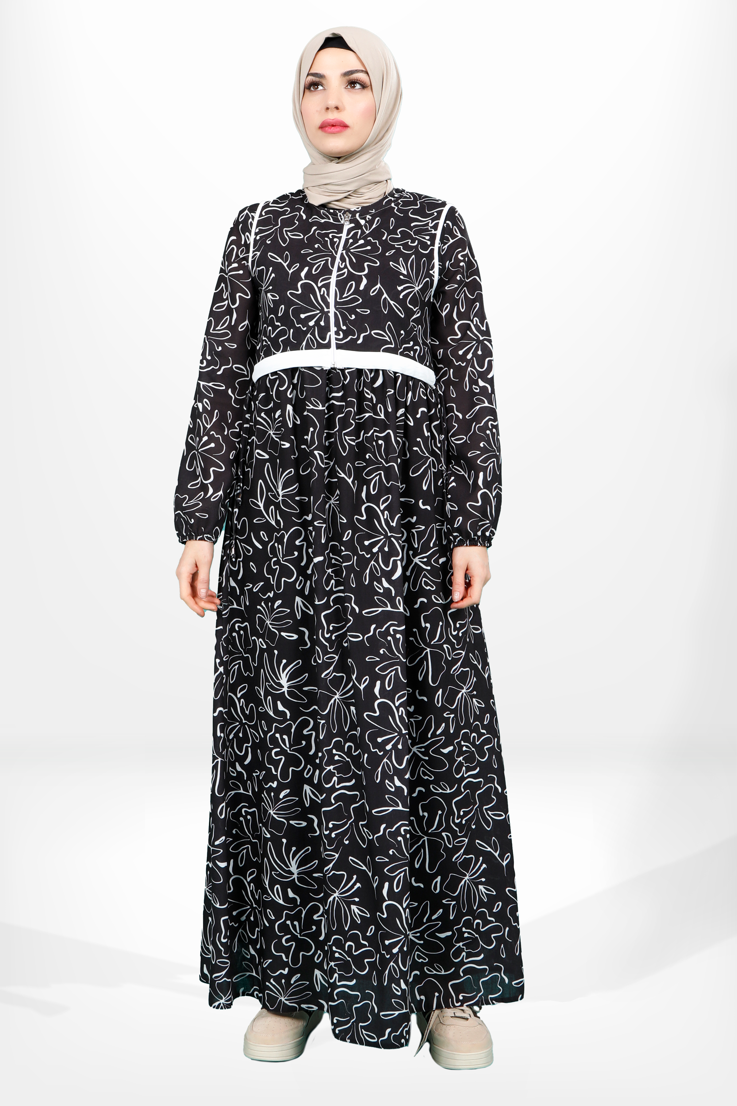Beyza-5638 ELBİSE DESENLİ SİYAH