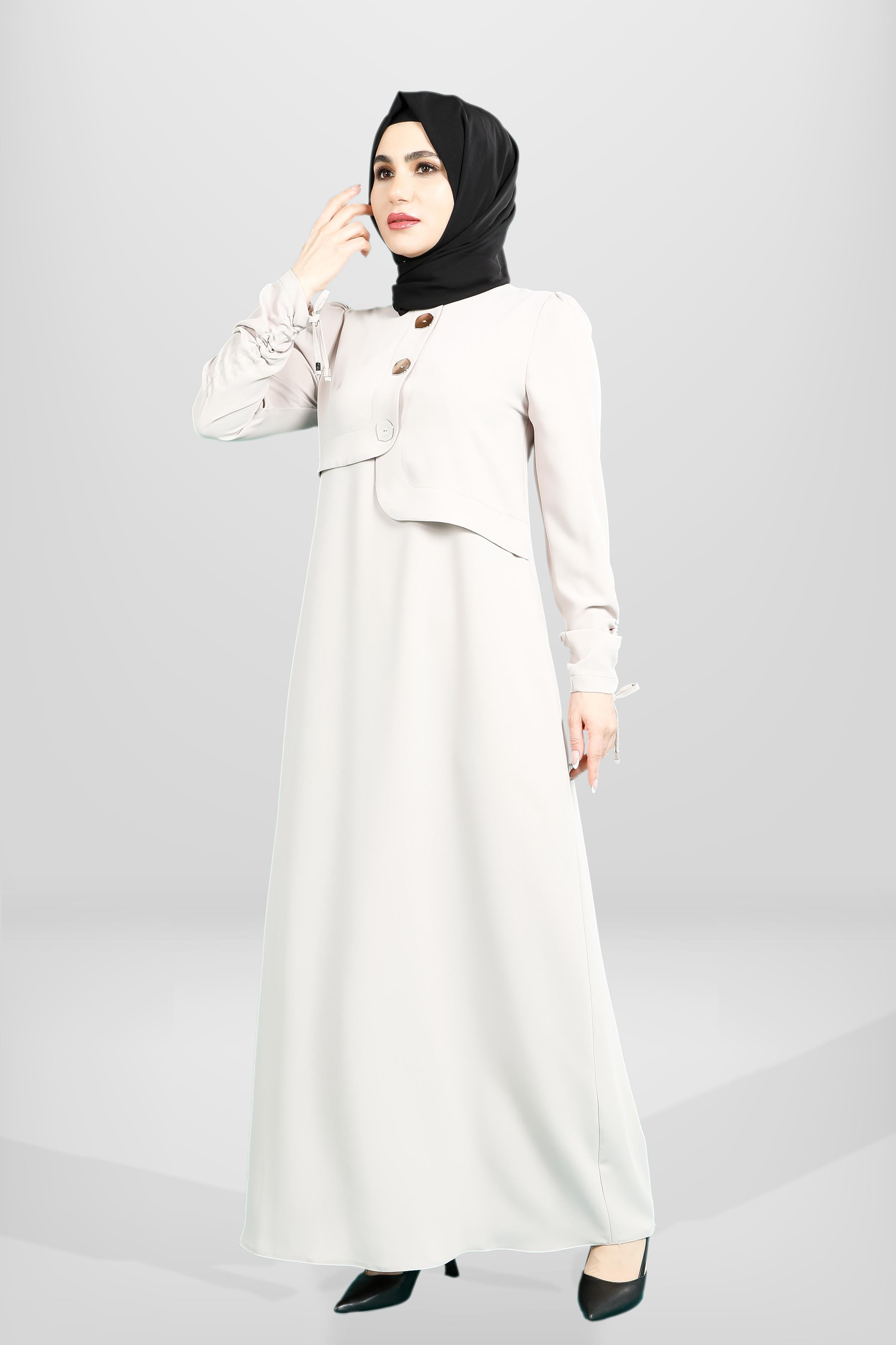 Beyza-5649 ELBİSE KOLU BÜZGÜLÜ BEJ