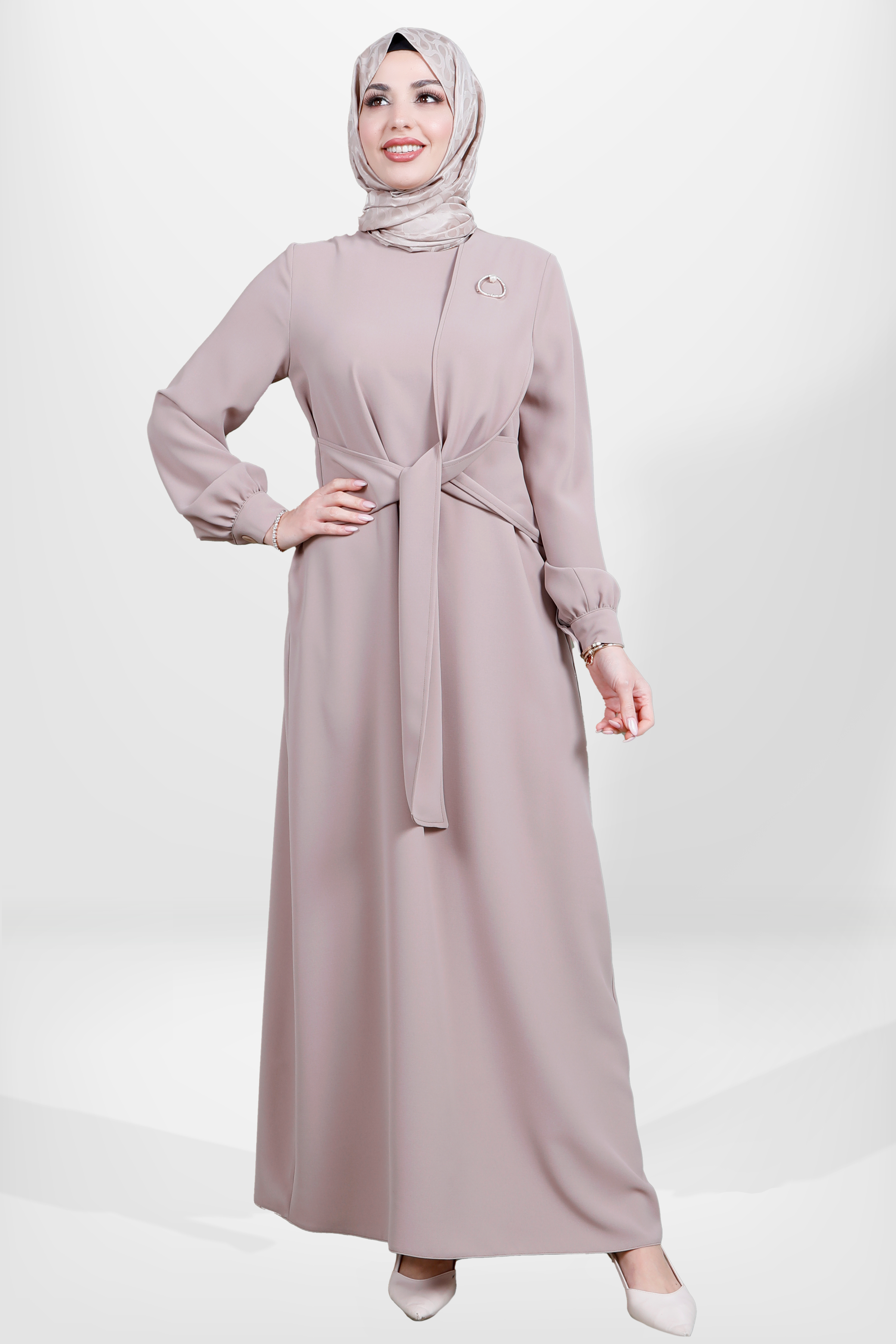 5667 ELBİSE KUŞAKLI MOCCA