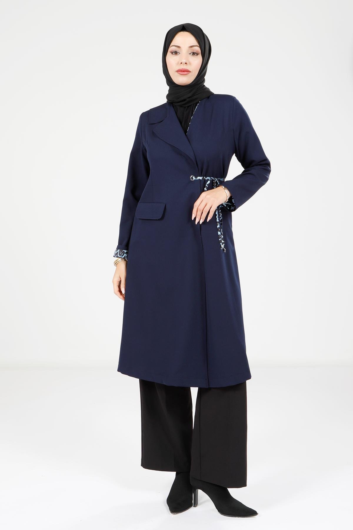 Beyza-3933 CEKET UZUN LACİVERT