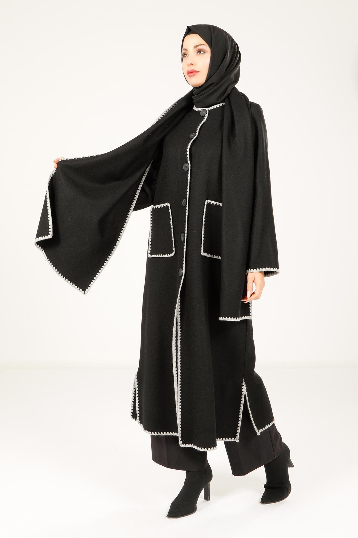 Beyza-9109 MANTO ATKILI SİYAH