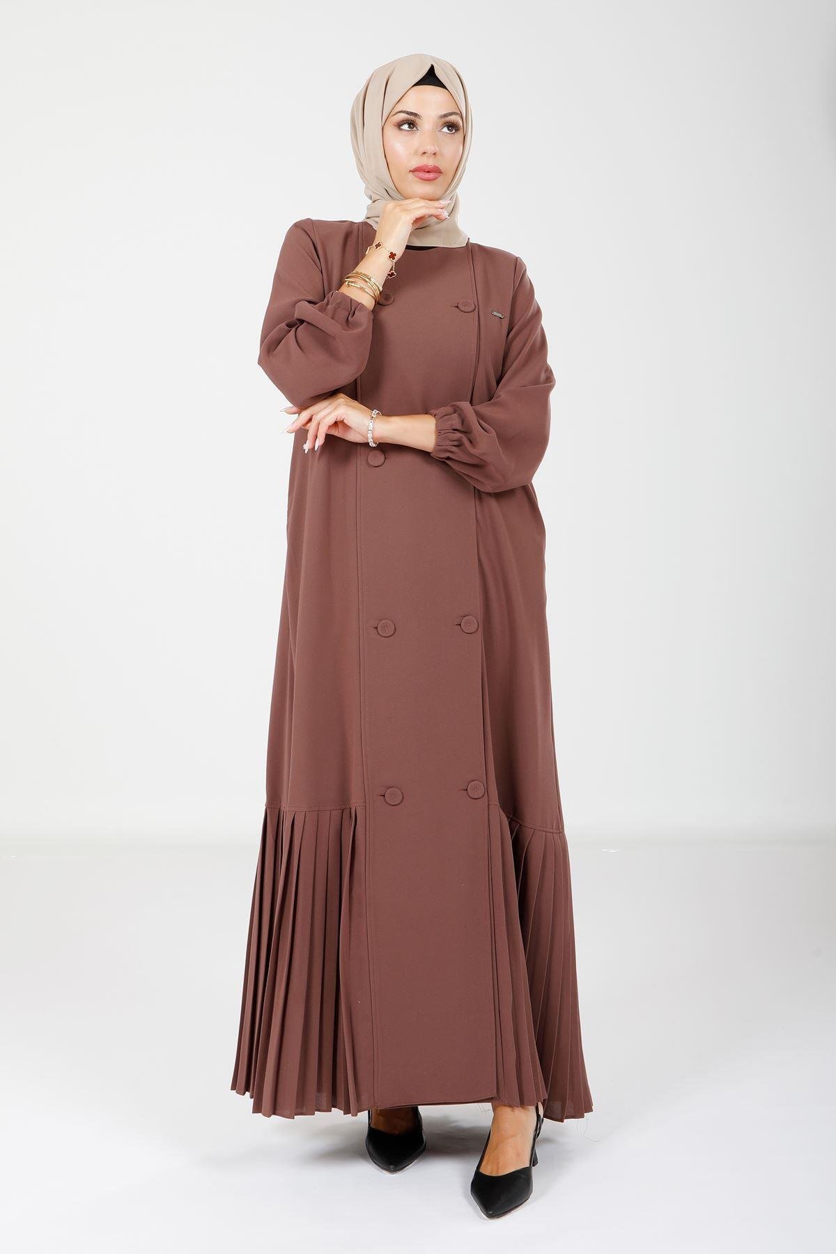Beyza-3894 FERACE PLİSELİ KAHVE