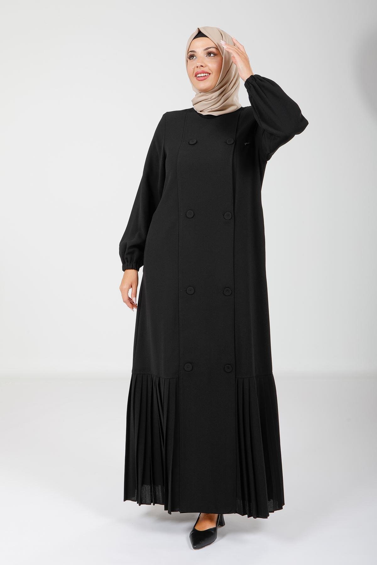 Beyza-3894 FERACE PLİSELİ SİYAH