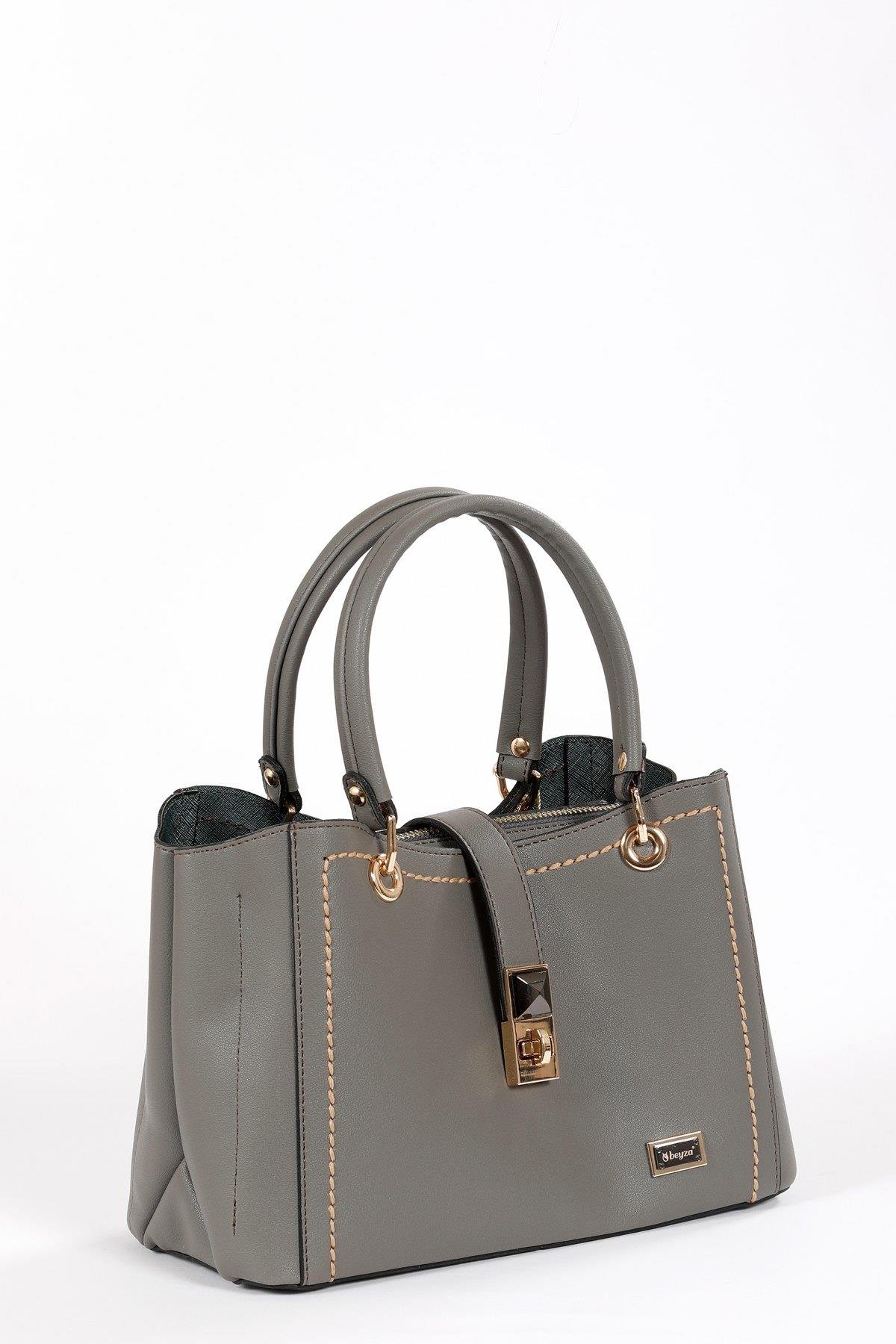 Beyza-BEYZA ÇANTA 18208 KOYU GRİ