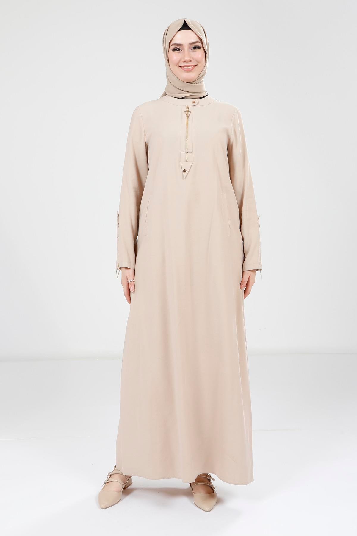 Beyza-9384 ELBİSE KOLU FERMUARLI TAŞ