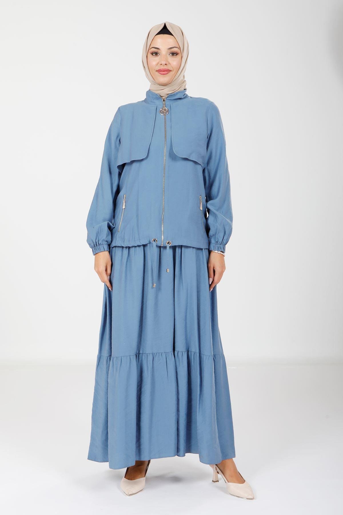 Beyza-9102 ELBİSE CEKET İNDİGO