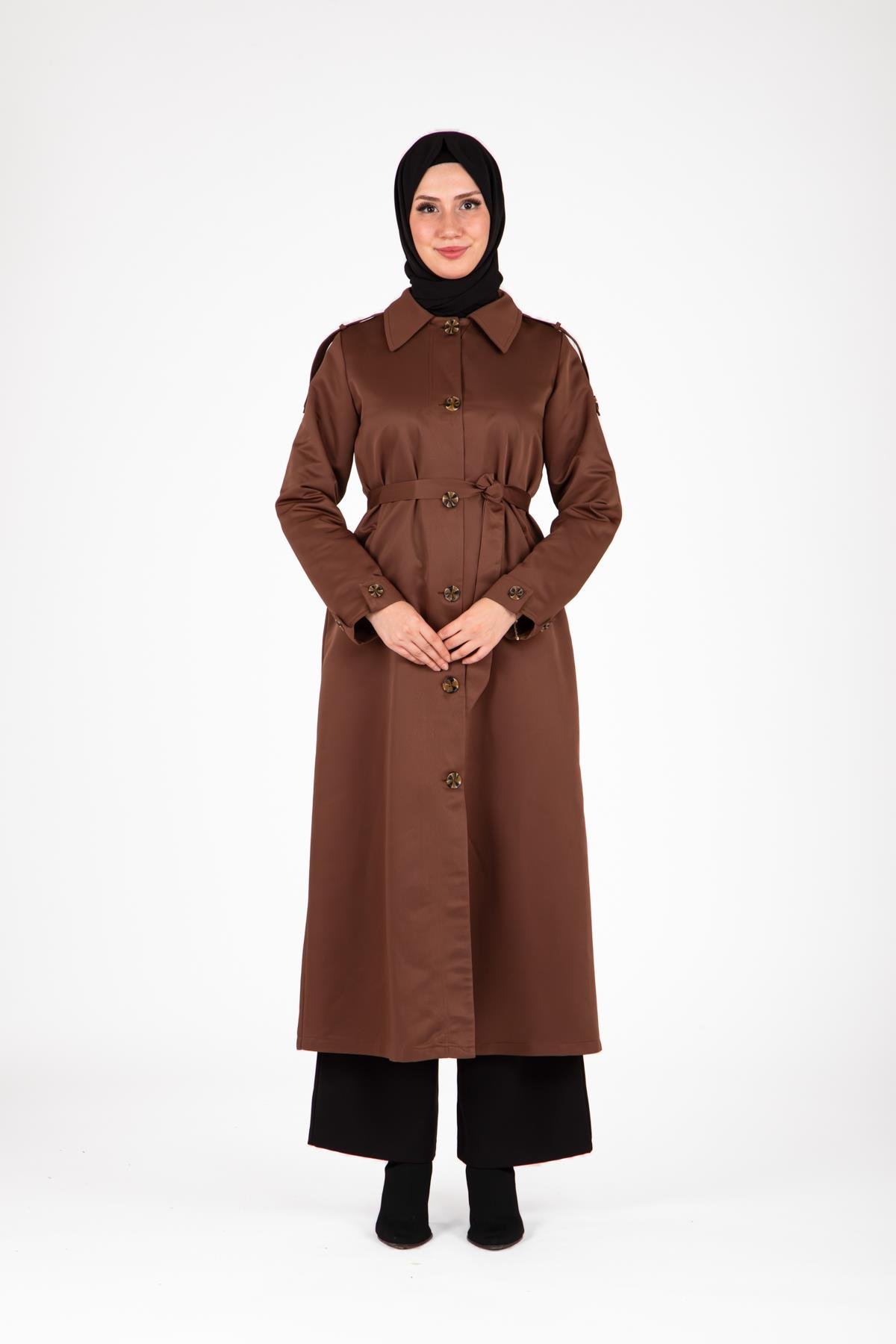 Beyza-9438 TRENÇKOT UZUN
 KAHVE