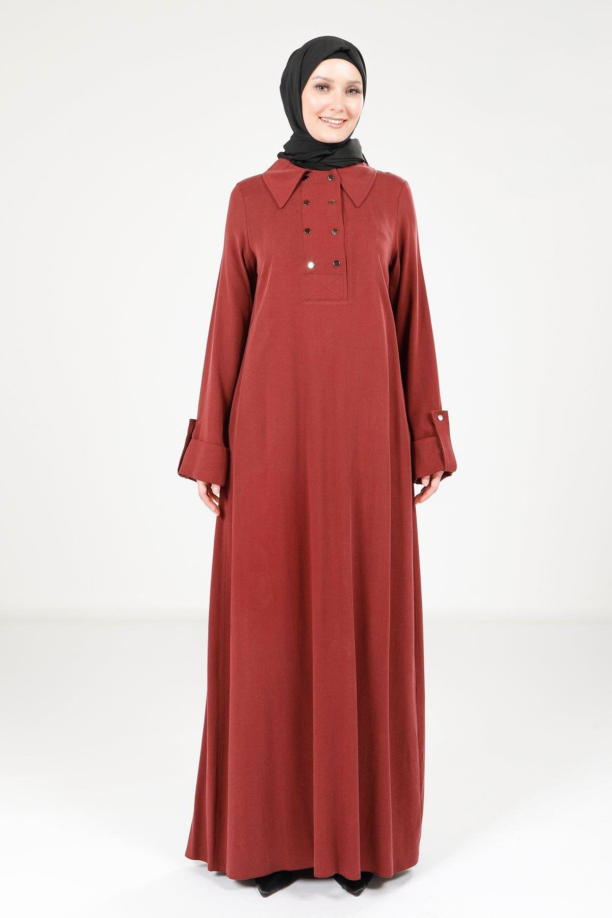 Beyza-9215 ELBİSE A PİLELİ BORDO