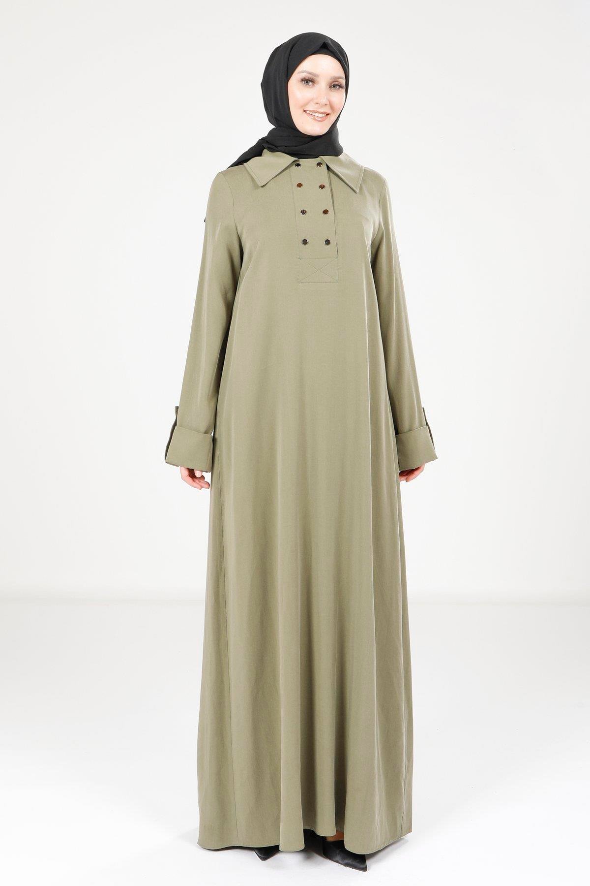 Beyza-9215 ELBİSE A PİLELİ YAĞ YEŞİLİ