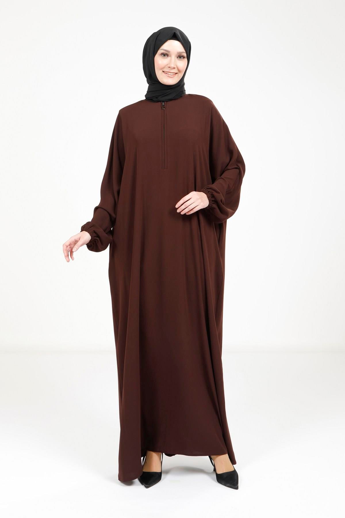Beyza-9223 ELBİSE YARASA KAHVE