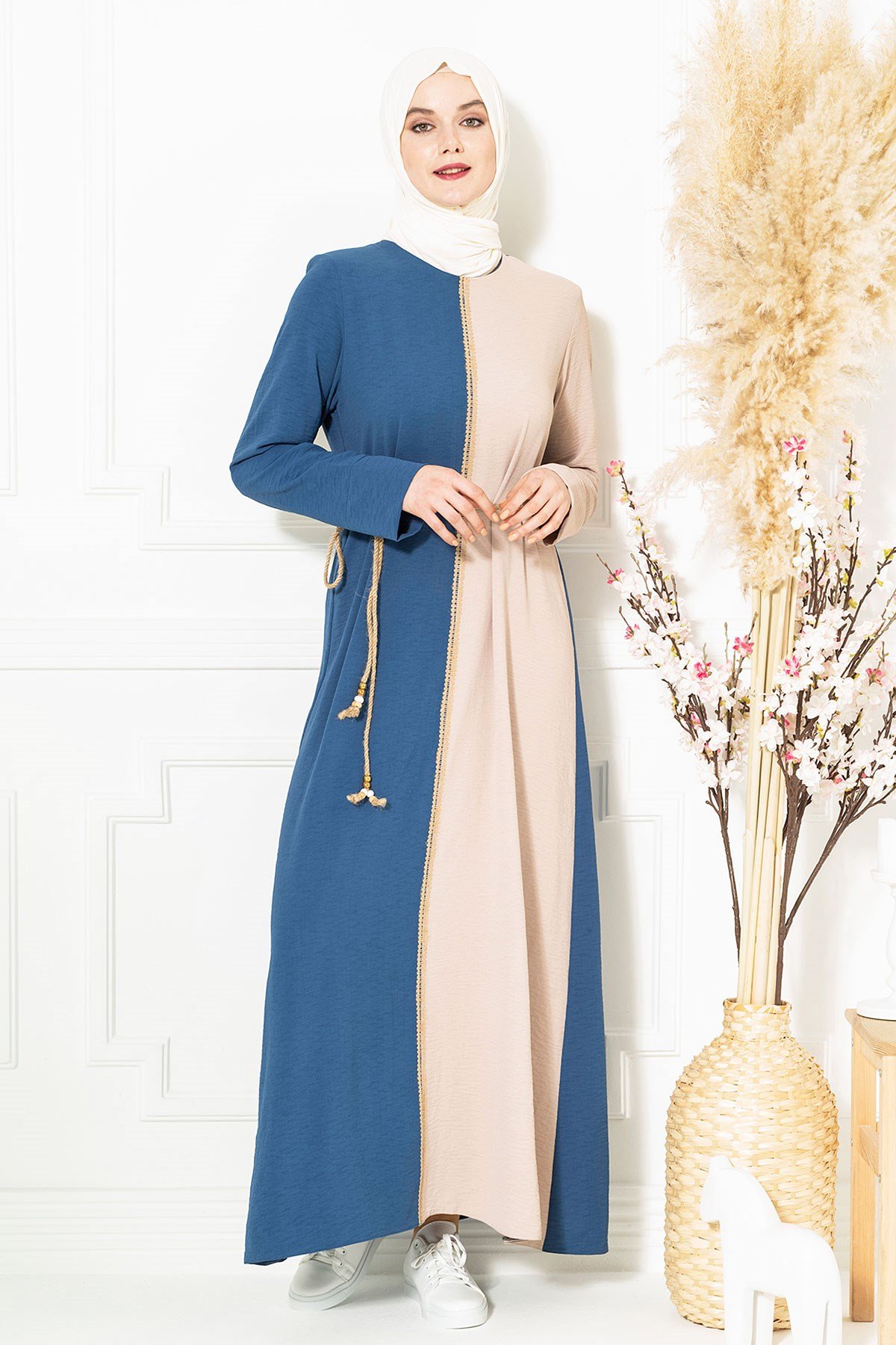 Markasız-ESMA ELBİSE İNDİGO ÇİZGİLİ AEROBİN