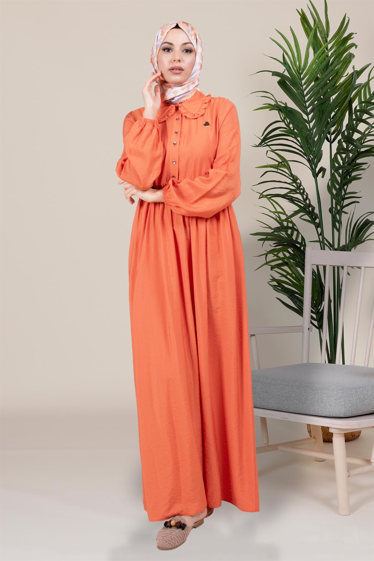 Beyza-GÖMLEK ELBİSE TURUNCU