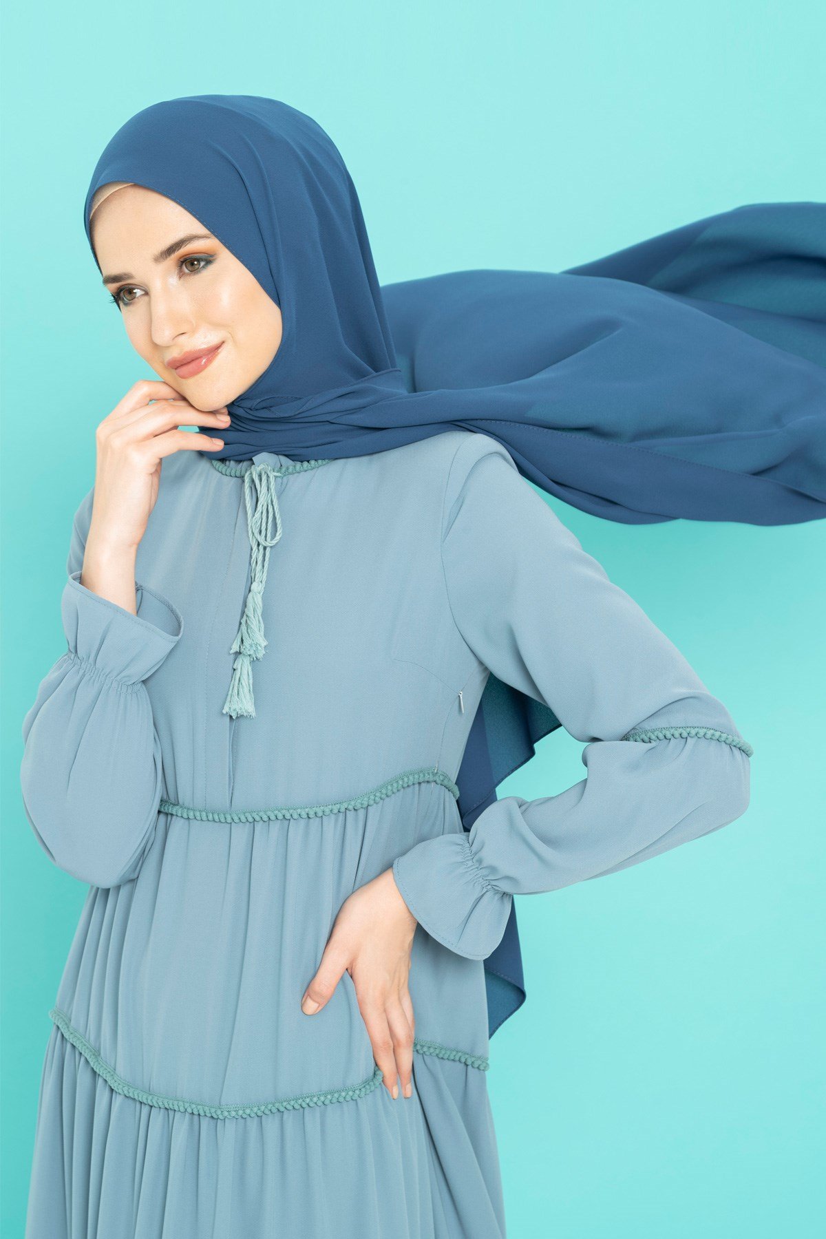 Beyza-BEYZA ŞAL QUEEN İPEK GECE MAVİSİ