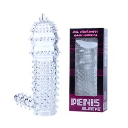 Enlarge Penıs Sleeve Klitoris Uyarıcılı Tırtıklı Penis Kılıfı 14cm