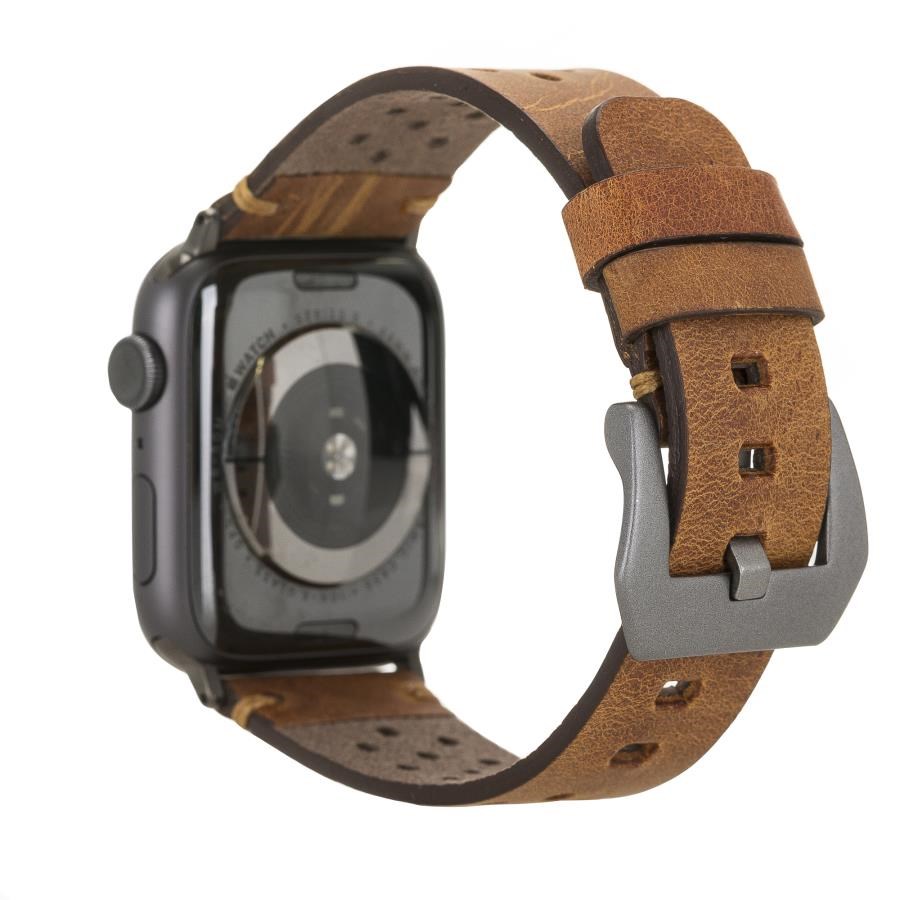 Akıllı Saatler Apple Watch Uyumlu Deri Kordon Vigo 42-44-45mm G19 Taba Satın Al