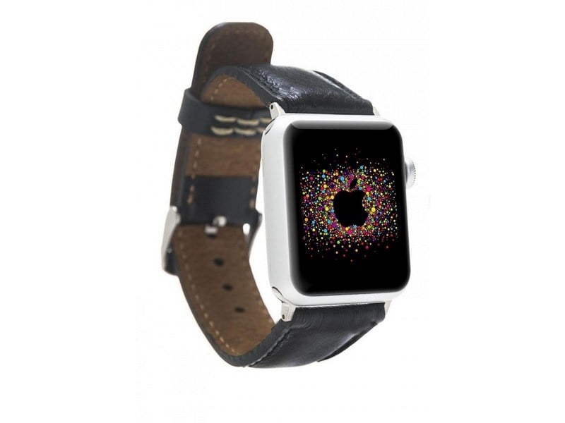 Akıllı Saatler Apple Watch Uyumlu Deri Kordon 42-44-45mm RST1 Siyah Satın Al