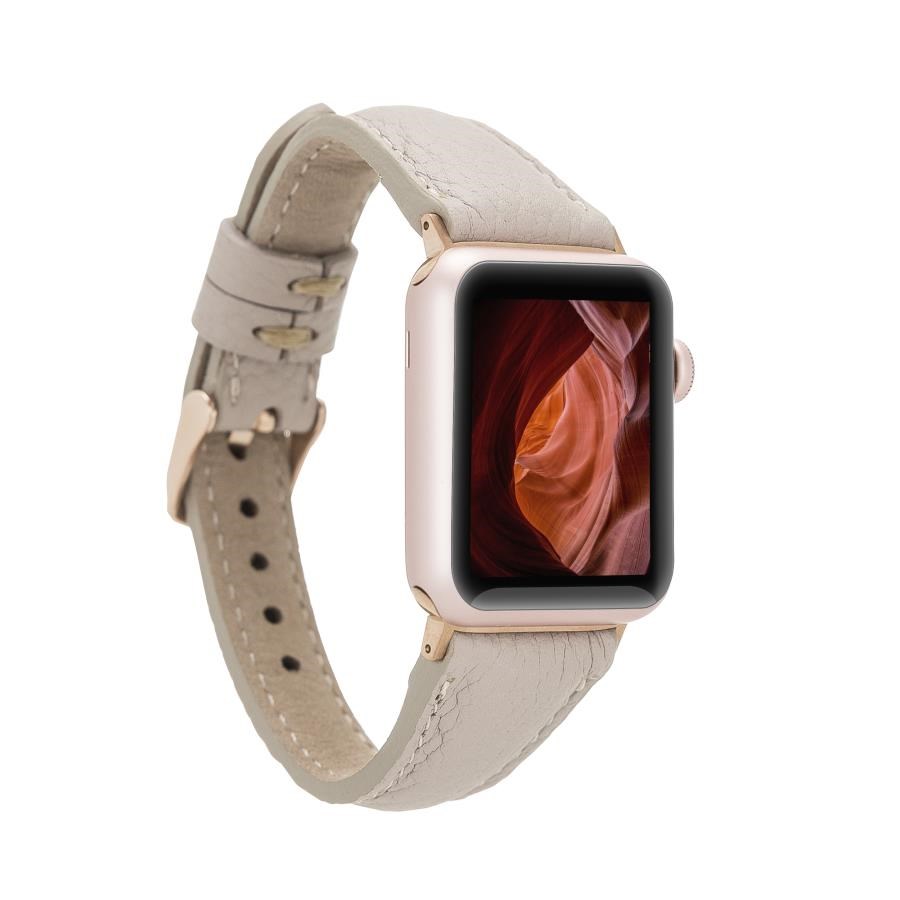 Akıllı Saatler Apple Watch Uyumlu Deri Kordon 38-40-41mm Slim ERC3 Bej Satın Al