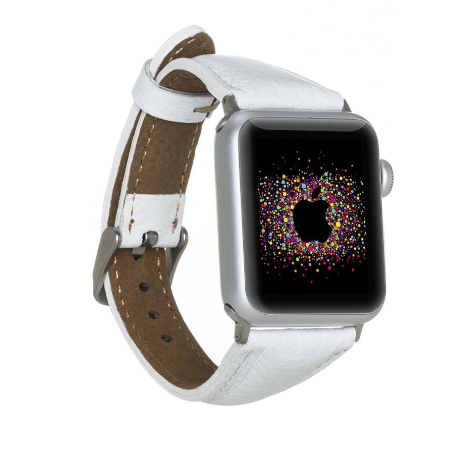 Akıllı Saatler Apple Watch Uyumlu Deri Kordon 38-40-41mm Slim F3 Beyaz Satın Al