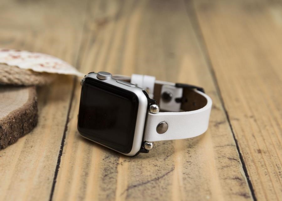 Akıllı Saatler Apple Watch Uyumlu Deri Kordon 38-40-41mm ST F3 Beyaz Satın Al
