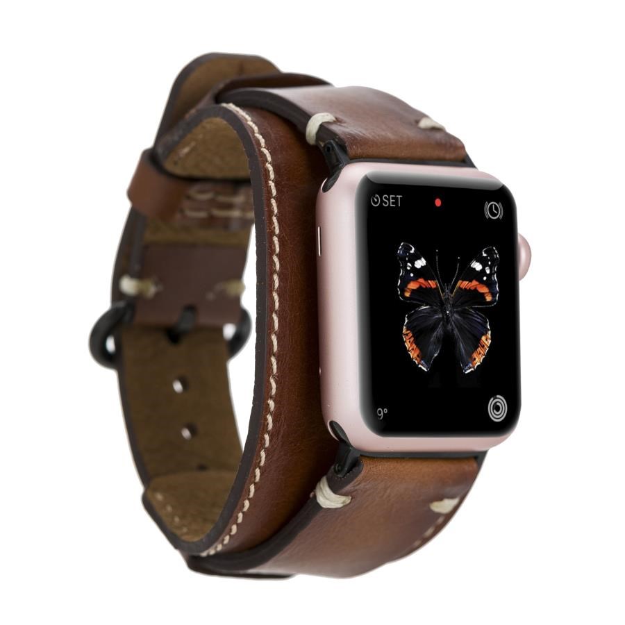 Akıllı Saatler Apple Watch Uyumlu Deri Kordon 42-44-45mm Cuff PUCF RST2 Satın Al