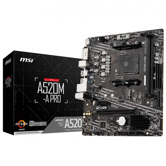 Anakartlar Msi A520M-A PRO AMD A520 Soket AM4 DDR4 4600(OC)MHz mATX Gaming Anakart Satın Al
