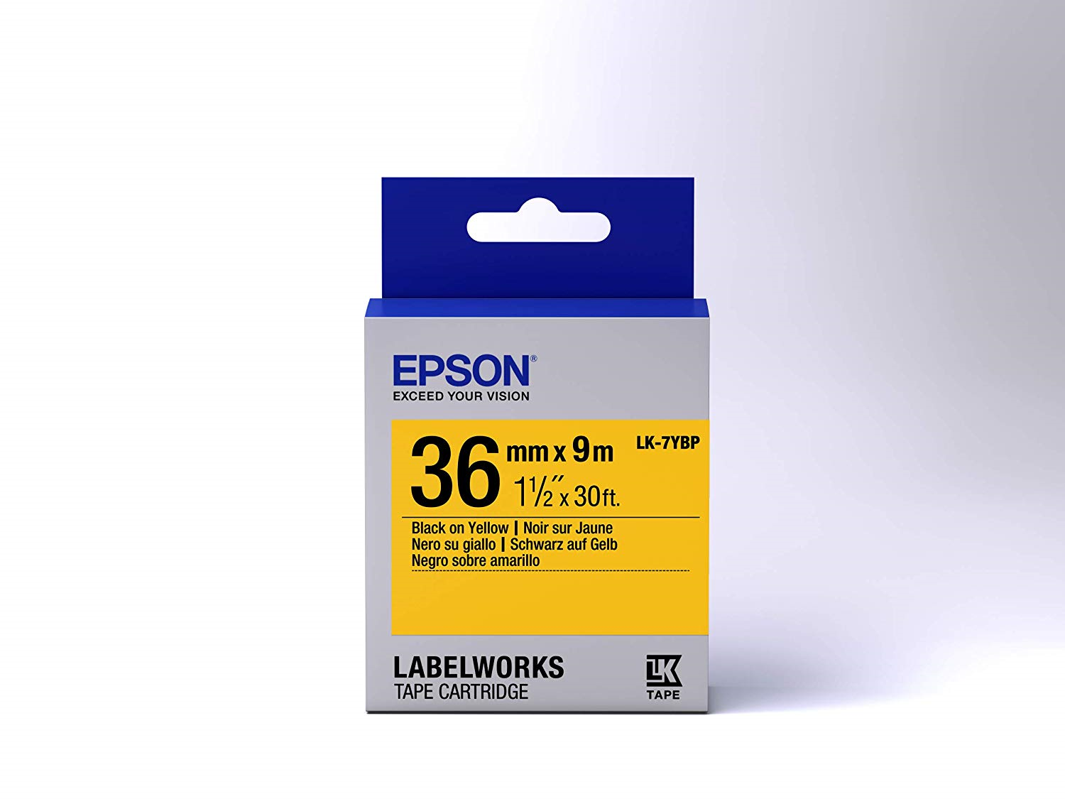 Barkod Etiket ve Kartuşları Epson LK-7YBP Pastel Sarı Üzeri Siyah 36mm 9Metre Satın Al