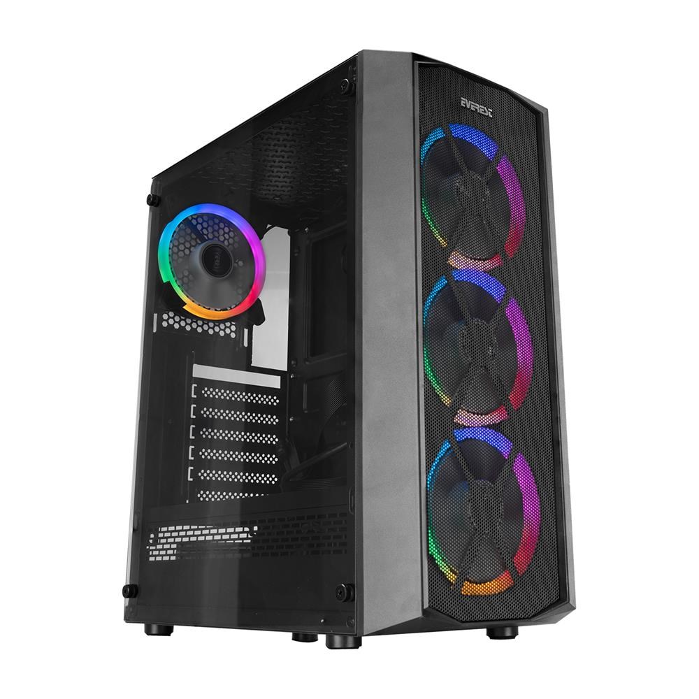 Bilgisayar Kasası Everest FLAT MESH 4-12cm RGB Fan Tempered Camlı ATX Mid-T Gaming Oyuncu Kasası Satın Al