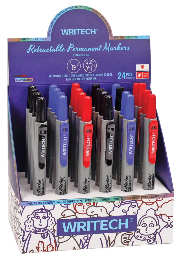 Cam ve Boyama Markörleri WRITECH W-805P BASMALI PERMANENT KALEM - 24'LÜ SET Satın Al