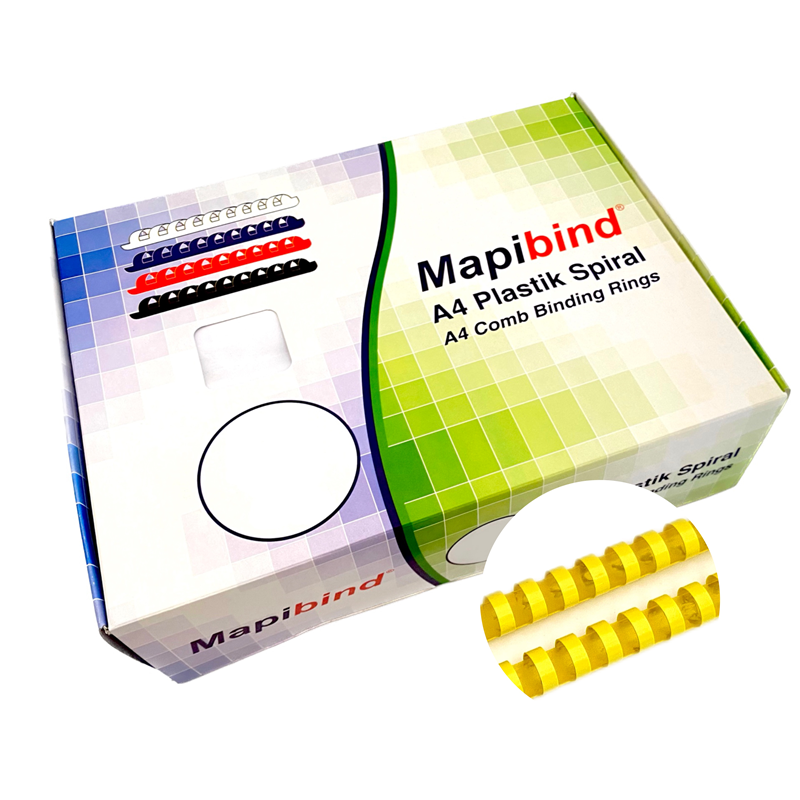 Cilt Kapakları MAPİBİND 18MM PLASTİK SPİRAL SARI 100 AD. Satın Al