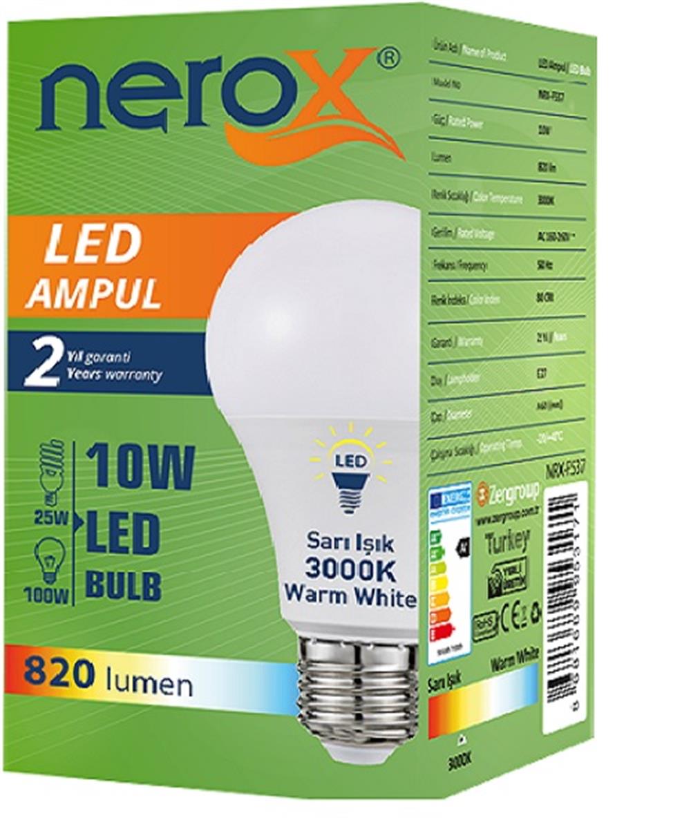 Elektrik ve Aydınlatma Ürünleri Nerox Led Ampül A60 10W Sarı E27 Satın Al