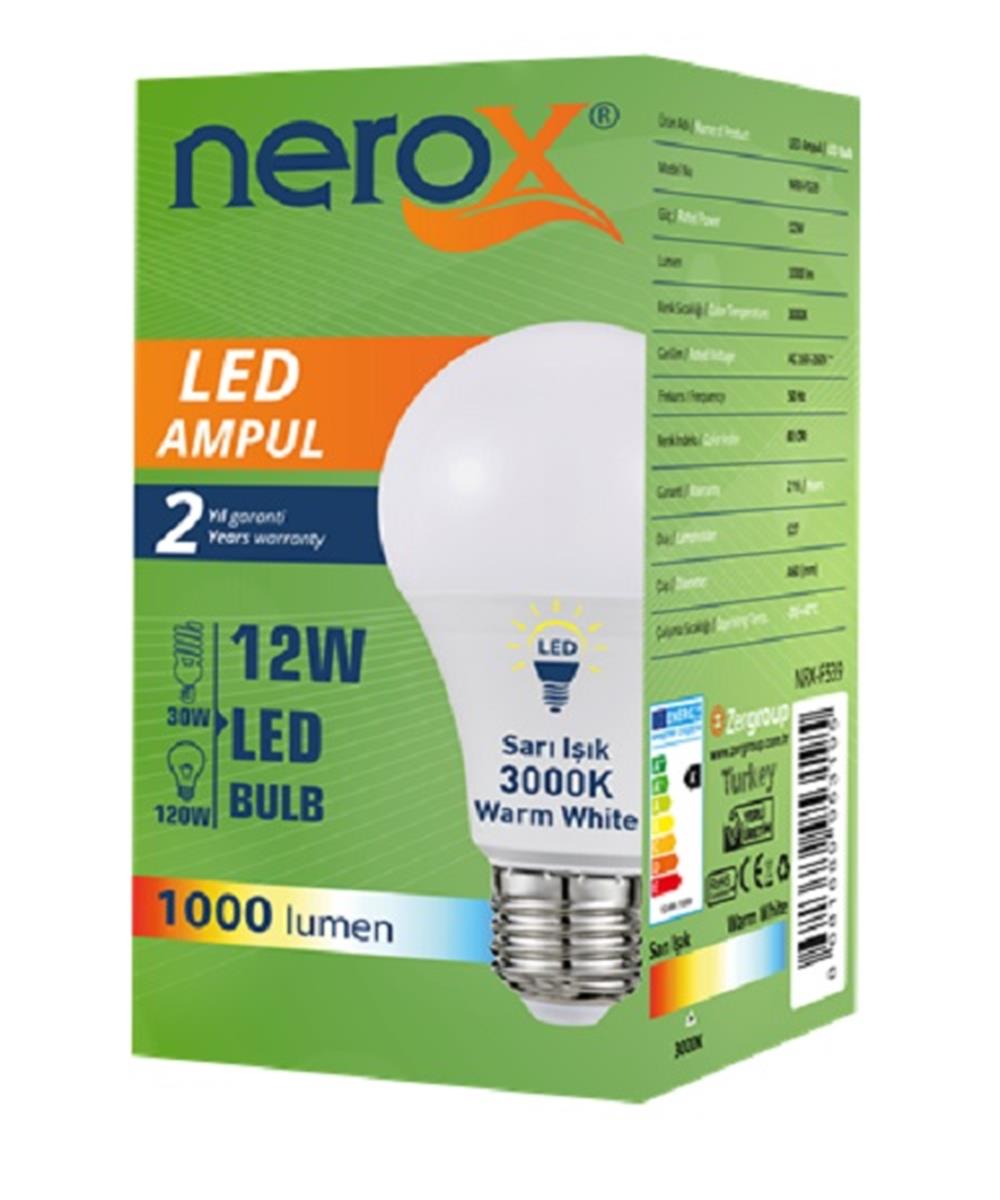 Elektrik ve Aydınlatma Ürünleri Nerox Led Ampül A60 12W Sarı E27 Satın Al
