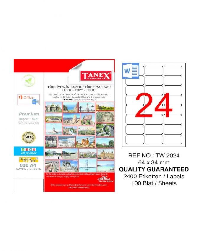 Etiketler Tanex Tw-2612 Beyaz Adresleme ve Postalama Etiketi 105 mm x 48 mm Satın Al