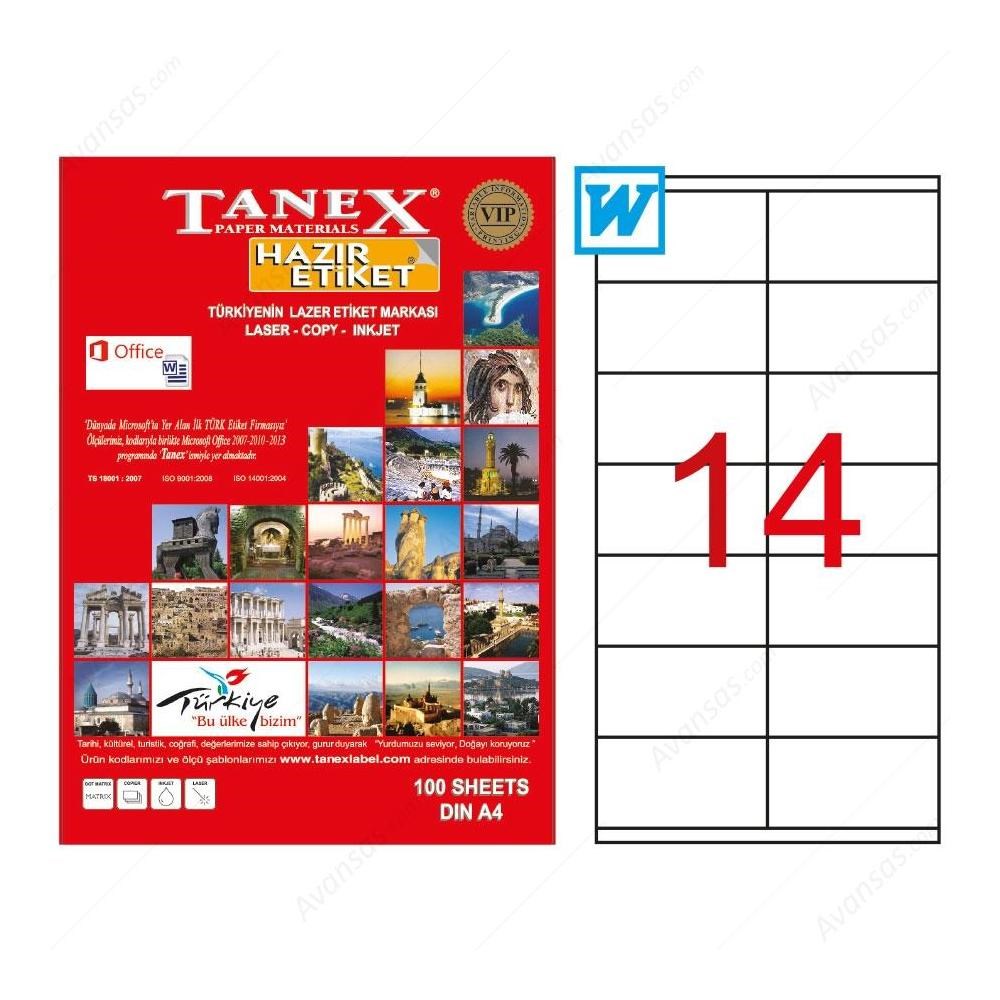 Etiketler Tanex Tw-2614 Beyaz Adresleme ve Postalama Etiketi 105 mm x 40 mm Satın Al