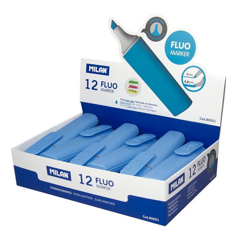 Fosforlu Kalemler MILAN 80051 FLUO FOSFORLU KALEM MAVİ - 12 Lİ Satın Al