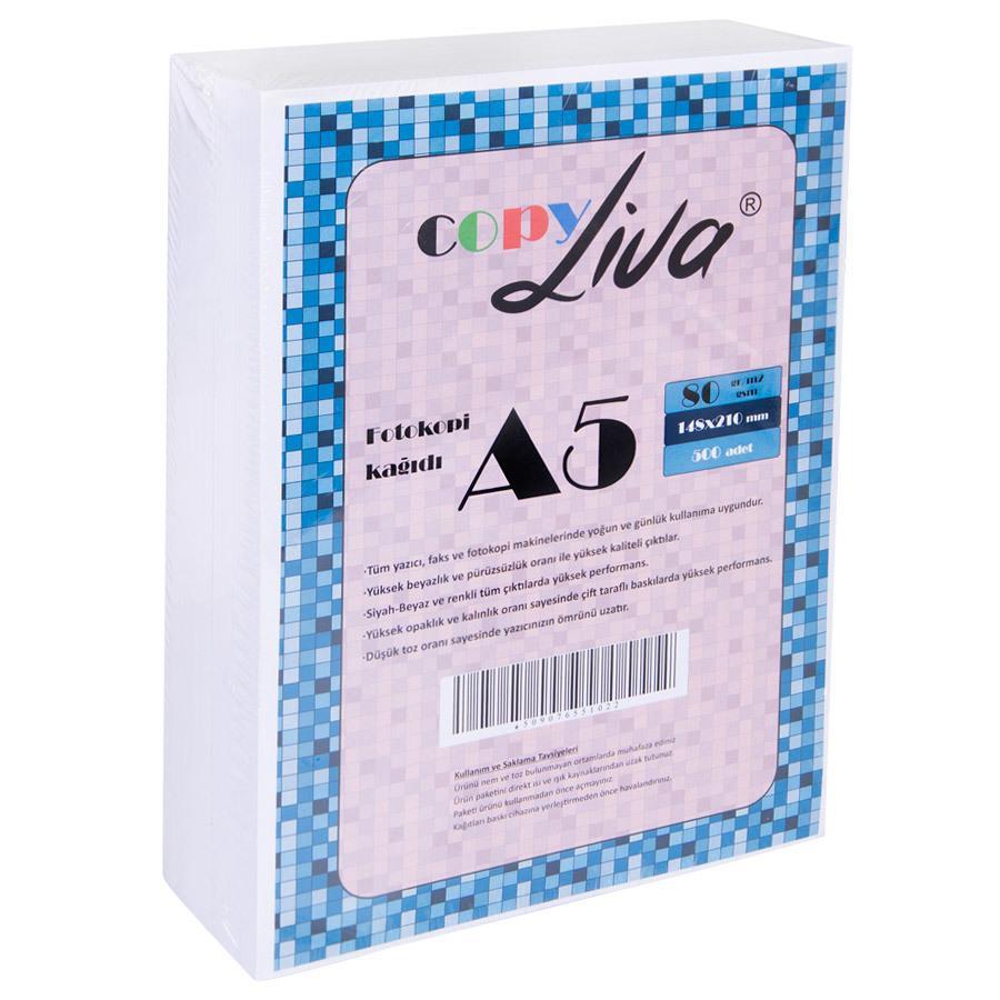 Gramajlı Fotokopi Kağıtları Liva Copy A5 Fotokopi Kağıdı 80Gr 1 Paket 500 Syf A4'Ün Yarısıdır Satın Al