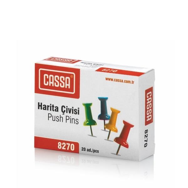 Harita Çivisi Raptiye ve İğneler Cassa 8270 Harita Çivisi Renkli 20'li Paket Satın Al