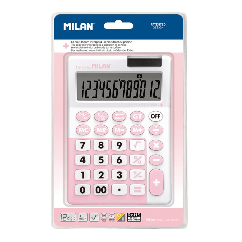 Hesap Makineleri MILAN 151812IBGPBL ANTİBAKTERİYEL PEMBE 12 HANELİ HESAP MAKİNASI Satın Al