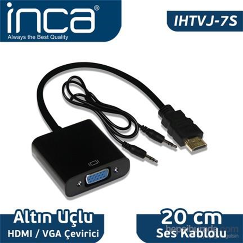 İnca IHTVJ-7S HDMI TO VGA Jaklı Ses Kablosu Dahil