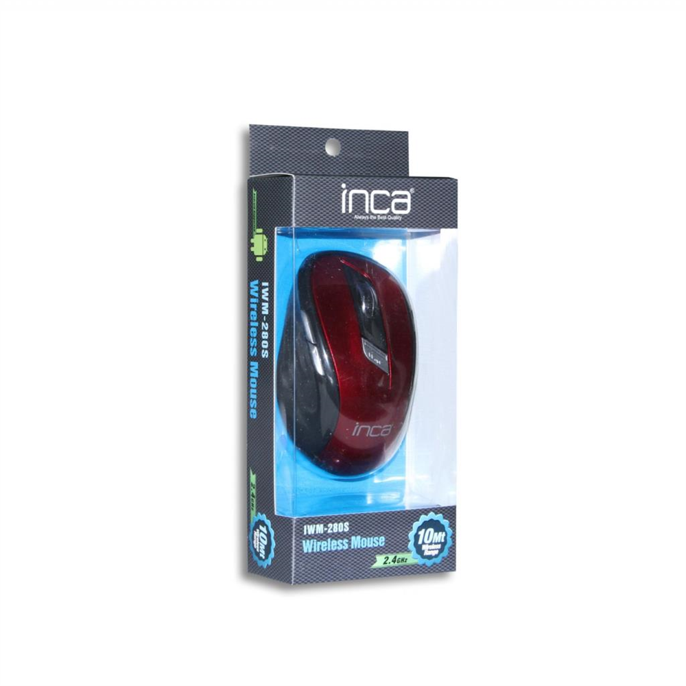 INCA IWM-280K 2.4GHZ NANO 10 MT WIRELESS MOUSE KIRMIZI-SİYAH