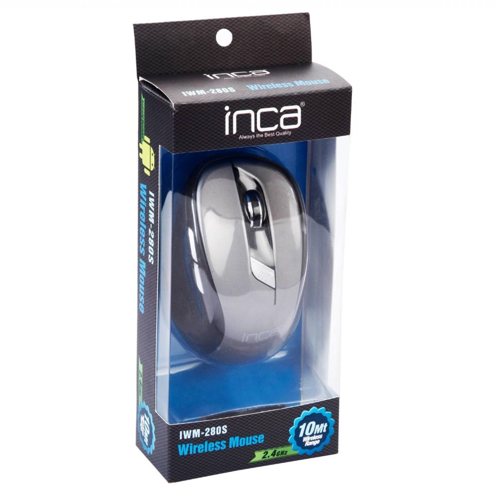 Inca IWM-280S 2.4GHz 1600 Dpi Inca- Track Red Sensör Wireless Nano Alıcılı Mouse- Gri
